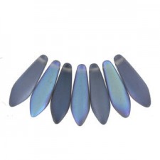 Czech Glass Daggers Perlen 5x16mm Crystal graphite rainbow matted